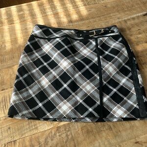 White House Black Market Black and White Plaid Skirt